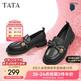 他她（TATA）通勤百搭乐福鞋春季新款方跟小皮鞋女单鞋WCPA1AA3 黑色 37