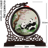 陌上桑蜀绣双面刺绣熊猫摆件工艺品中国特色礼物送老外四川伴手礼纪念品 梅花双熊猫（成都发货）