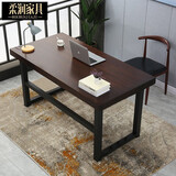 柔润（Rou Run） 柔润实木电脑桌台式家用北欧实木书桌卧室写字桌办公工作台桌子 120*60*75桌面实标4.8厘米胡桃色