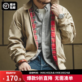 马登工装 美式复古立领哈灵顿夹克G9短款保暖防风机车情侣款外套男 卡其色 M