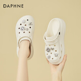 达芙妮（DAPHNE）泡芙款洞洞鞋女款夏季增高厚底户外沙滩凉拖鞋外穿凉鞋 米色  38 