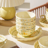 佩尔森小清新釉下彩碗碟套装陶瓷碗盘餐具特别好看的陶瓷米饭碗菜盘子 4.5英寸荷花碗4个装