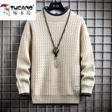 啄木鸟（TUCANO）毛衣男冬款纯色半高领宽松加绒加厚针织衫男士毛线衣打底衫男装 8129卡其色 XL （约120-130斤可穿)
