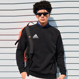 阿迪达斯（adidas）卫衣男圆领套头衫春季防风保暖长袖外套 黑白（棉） XL 