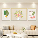 猫九酱奶油风客厅装饰画简约绿植沙发背景墙挂画卧室床头三联壁画