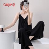 古今（GUJIN）夏季棉绸睡衣女家居服士气质高级感套装时尚沙滩旅游度假可外穿