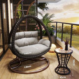 吊篮藤椅庭院双人吊椅懒人椅摇椅阳台秋千摇篮椅室内吊床家用吊兰 【双人双杆可坐躺】雨墨黑+茶几 送九件套