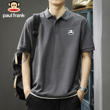 大嘴猴（paul frank）短袖t恤男夏季假两件短袖男士polo衫宽松潮牌上衣男 灰色 2XL