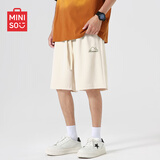 名创优品（MINISO）重磅短裤男夏季户外运动直筒五分裤青少年潮流百搭中裤 浅米 2XL