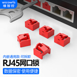 维智控网口锁 rj45网口封堵塞 防尘塞 工控机交换机路由器网线口堵头保护防盗插拔 红色【内嵌式/RJ45接口通用】 网口锁（100个+2把工具）
