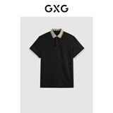 GXG男装 夏时尚撞色纯棉男士翻领Polo衫短袖 黑色1 175/L