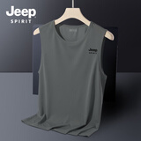 JEEP SPIRIT吉普背心男士夏季休闲透气速干无袖T恤宽松弹力凉感运动健身坎肩
