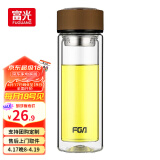富光双层玻璃杯水杯男女车载家用高硼硅玻璃杯泡茶杯带茶隔玻璃杯子 咖色 320ml 双层玻璃直杯