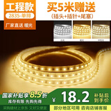 得焺led灯带220v高压户外防水灯酒店别墅工程超亮条装饰线形灯户外照明灯5米装-暖光【6W-120珠/米】