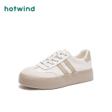 热风（Hotwind）商场同款经典复古德训鞋通勤百搭女鞋运动透气舒适板鞋小白鞋 89米杏 (布面H14W3315) 34 (220mm)