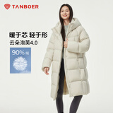坦博尔羽绒服女中长款时尚休闲百搭保暖加厚连帽面包服530780D知春米170
