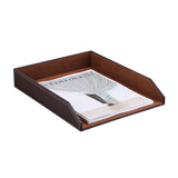 利蓝（LEADLAND）办公室文件架办公用品文件座皮质资料架桌上文件收纳档案框栏整理文件盘财务用品 【商务办公之选】咖色单层A023