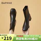 达芙妮（DAPHNE）短靴女瘦瘦靴秋冬季法式粗跟中跟英伦风百搭品牌女靴子2023冬季 黑色 38 (240mm) 标准码