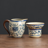 不拙茶漏过滤网茶滤过滤器分茶器茶隔青花瓷汝窑公道杯茶漏三件套