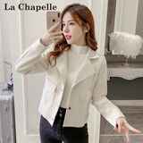 拉夏贝尔（La Chapelle）短外套女装新品2025年春秋新款韩版小个子外套风衣上衣女毛呢大衣 杏色 M 【推荐100-112斤左右】
