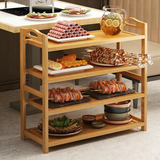 可相兔火锅菜架厨房落地式多功能蔬菜置物架烧烤店多层备菜架菜篮收纳架 三层-50CM【加厚楠竹】