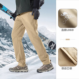骆驼（CAMEL）户外冲锋软壳裤女防风防水加绒登山裤男丨火山岩发热 A13CAVV107