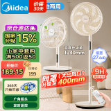 美的（Midea） 【国家补贴】电风扇家用远距送风遥控智能落地扇七叶智能感温立式电扇宿舍卧室摇头 40CM大网罩杏色35mkl