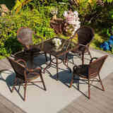 紫叶（ziye）藤椅三件套组合休闲藤编沙发编织户外茶桌椅竹藤小茶几阳台桌椅