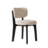 致喜北欧实木餐椅家用简约餐桌椅奶油风靠背座椅软包椅子久坐舒服餐椅 黑色实木框架-米白色（羊羔绒）