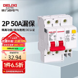 德力西电气空开断路器空气开关漏电保护器DZ47sLE 2P 50A
