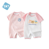 舒贝怡2件装婴儿衣服夏季薄款新生儿连体衣短袖哈衣儿童爬服粉色66CM