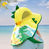 lemonkid儿童防晒帽男女童遮阳帽宝宝渔夫帽太阳帽光谱黄冲浪恐龙 54cm