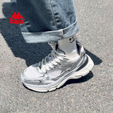 Kappa卡帕网面运动鞋女鞋银色老爹鞋女2026新款百搭休闲跑步鞋子女 奥运灰【四季款】 37