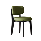 致喜北欧实木餐椅家用简约餐桌椅奶油风靠背座椅软包椅子久坐舒服餐椅 黑色实木框架-果绿皮猫爪皮