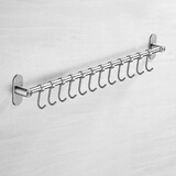 慕尼304不锈钢厨房挂钩铲子勺子挂杆长杆排钩置物架免打孔壁挂式挂架 304不锈钢-拉丝挂杆-70cm12钩