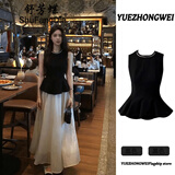 舒芳蝶（shufangdie）连衣裙女装2025夏季新款设计感无袖小衫上衣+半身裙两件套装女潮 两件套 L