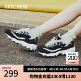 斯凯奇（Skechers）女鞋春季小白鞋蕾丝休闲运动熊猫鞋黑色增高厚底老爹鞋11959 黑色/白色/BKW 36