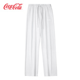 可口可乐（Coca-Cola）休闲裤男秋冬加绒加厚裤子卫裤直筒裤长裤 白色常规 M(110-130斤)