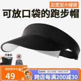 瑞尔士（WRELS） 可折叠马拉松跑步帽运动空顶帽防晒帽女速干男遮阳无顶帽大帽檐 大帽檐魔术贴款-黑色(可折叠) 头围可调节