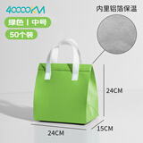 四万公里 外卖袋铝箔保温绿色加厚中号无纺布袋专用铝箔商用包装餐饮奶茶手提一次性打包袋定制50个装