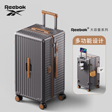 Reebok锐步行李箱PC拉杆箱多功能大容量旅行密码箱皮箱子英灰棕26英寸