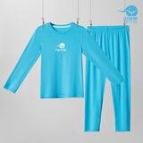 小蓝象（hinos）儿童睡衣排汗速干春秋冬季男女童居家服空调服打底保暖内衣套 蓝色  基础排汗长袖长裤 140