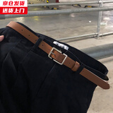 槿城港风腰带男女细皮带个性针扣帅装饰ins休闲裤子腰封西装裤腰带男HA001 驼色