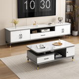 沐瑾宁岩板茶几现代简约2025新款客厅卧室轻奢小户型实木生态板茶几边几 1.8米岩板高级灰电视柜-30cm深