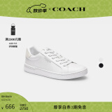 蔻驰（COACH）女士女鞋CLIP低帮平底运动鞋板鞋小白鞋简约舒适通勤百搭 亮白色/粉笔白色 36