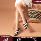 BEAUTODAY【明星同款】凉鞋女鞋夏季配裙子凉拖鞋外穿女2025新款沙滩鞋子 经典黑（不可水洗） 现货 39