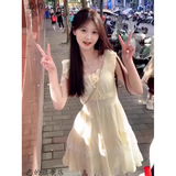 恋的连衣裙夏季法式2026新款公主裙甜妹学生小个子女生衣服夏天短裙子 杏色 均码 (可备注码数)