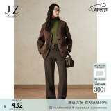 玖姿·安娜蔻奶fufu慵懒治愈系羊毛直筒糯米裤裤子女2024冬款 深咖啡 M