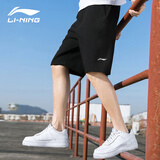 李宁（LI-NING）短裤男夏季新款梭织运动裤速干冰丝薄款休闲健身黑色五分裤子 黑色（速干/拉链口袋） L