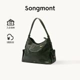 Songmont李娜同款山下有松循迹系列hobo包植鞣牛皮斜挎软包母亲节礼物 雪松绿 中号 现货